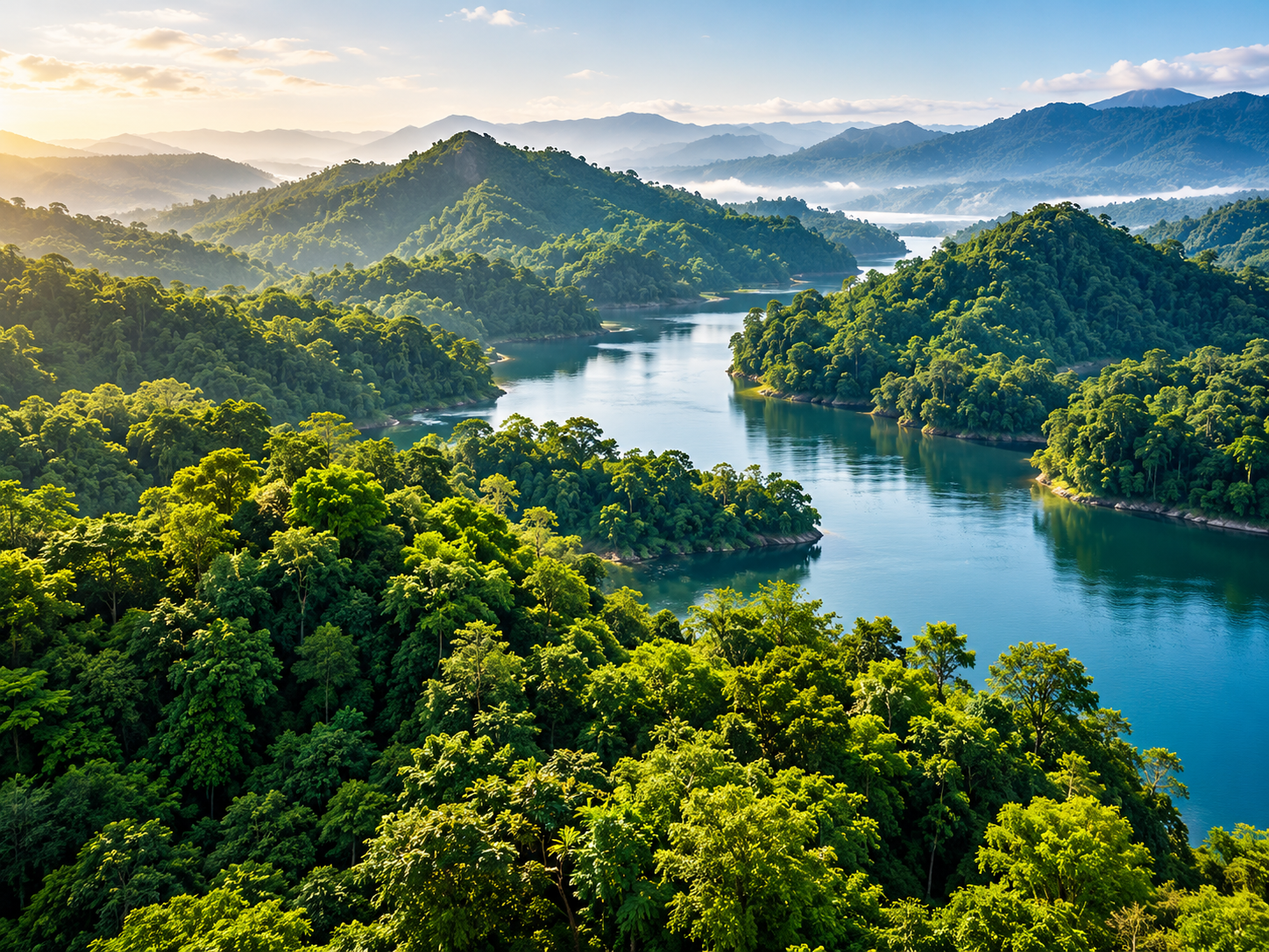 River winding through green hills